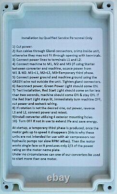 1-3 HP Static Phase Converter 208-250VAC Mill Drill Saw USA 50/60Hz