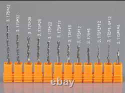 10Pc 2 Flute Spiral Router Bit End Mill PVC Acrylic Hard Wood Solid Carbide