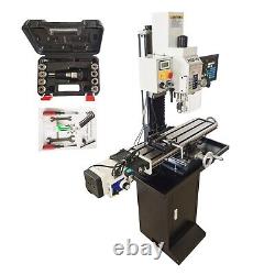 110V 1.7HP Milling Drilling Machine R8 XAxis Power Feed and 3-axis Grating Ruler