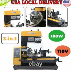 3-in-1 Precision Mill/Drill Micro Mill and Drilling Lathe Machine 180W 110V USA