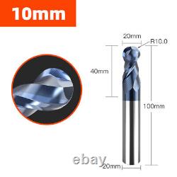 Ball Nose Round End Mill Drill 2-Flute TISIN Coating Bit Carbide Milling Cutter