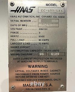 Haas Ec-400 Cnc Horizontal Machining Center MILL 4th Axis Tsc 12000 RPM Hmc Ec