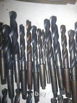 Lot Of (33) Morse Taper Lathe Mill Drill Bits HSS SIZES BETWEEN 9/16 1 7/32
