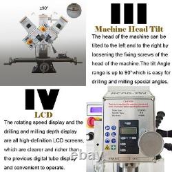 Milling Drilling Machine 1100W with Grating Ruler Axis X Power Feed 110V R8