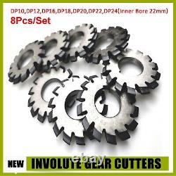 Set 8Pc DP6, DP8, DP10, DP12, DP16, DP18, DP20, DP22 PA14-1/2 #1-8 Involute Gear Cutter