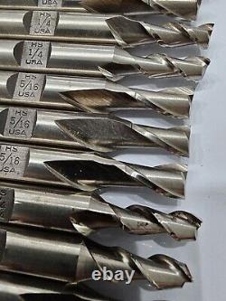 Single End Mill Lot Drill Bit HS 1/4 (11) + 5/16 (8) USA Size CNC Milling Shank