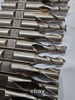 Single End Mill Lot Drill Bit HS 1/4 (11) + 5/16 (8) USA Size CNC Milling Shank