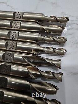 Single End Mill Lot Drill Bit HS 1/4 (11) + 5/16 (8) USA Size CNC Milling Shank