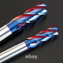 Solid Carbide End Mill 4 Flute HRC 63 nAco Coated Slot Drills Bit 1mm to 20mm