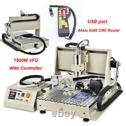 USB 4 Axis 6040 CNC Router Engraver Milling Drilling Machine 1500W with Controller