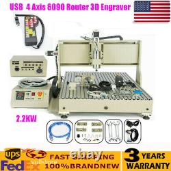 USB 4 Axis 6090Z CNC Router Engraver Wood Drill/Milling Machine+Controller 2.2KW