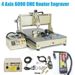 Usb 4 Axis 1500w Cnc 6090 Router Woodworking MILL Drill Cnc Cutting Machine W Rc