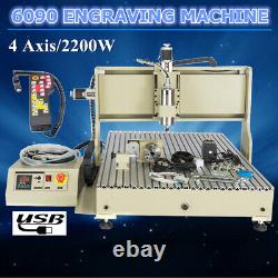 Usb 4 Axis 1500w Cnc 6090 Router Woodworking MILL Drill Cnc Cutting Machine W Rc